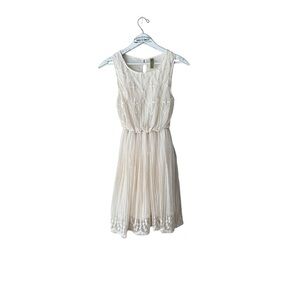 Francesca’s Whisper Embroidered Mesh Sleeveless Dress, Size S